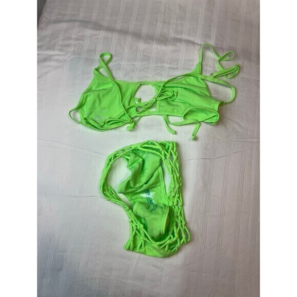 Betty Jade Brazilian Cut Detail Lime Zebra Print 2 Piece Bikini Size L RefM033 - Picture 8 of 8